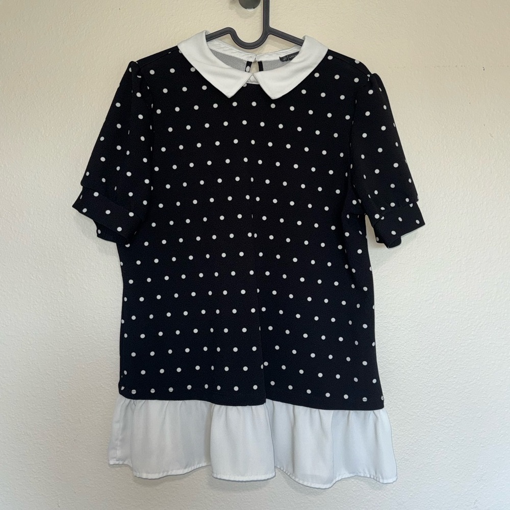Polka Dot Collared Blouse